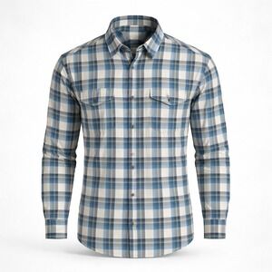 COASTAORO Button Down Shirt Mens XL Blue Plaid Long Sleeve J812